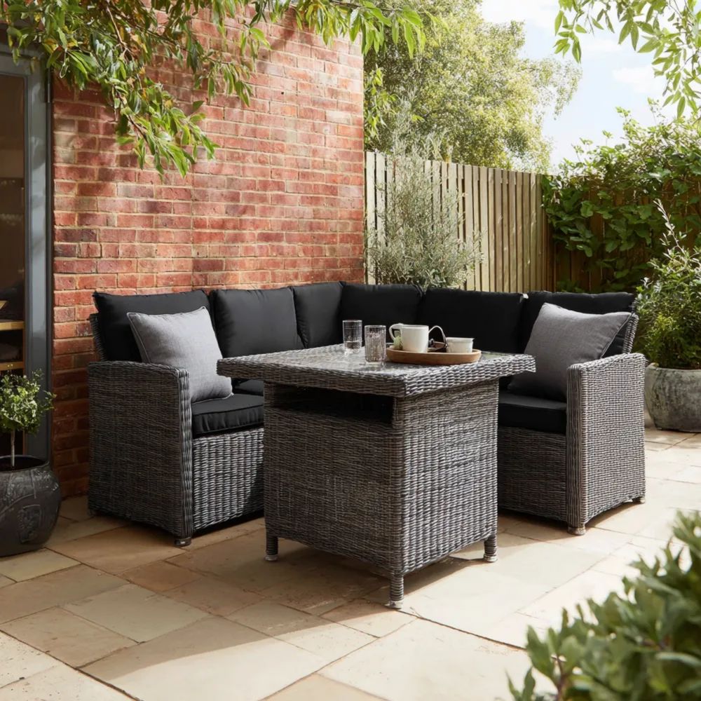 Garten-Sofaset Polyrattan 200x200x75 cm – Anthrazit – Moderner Stil