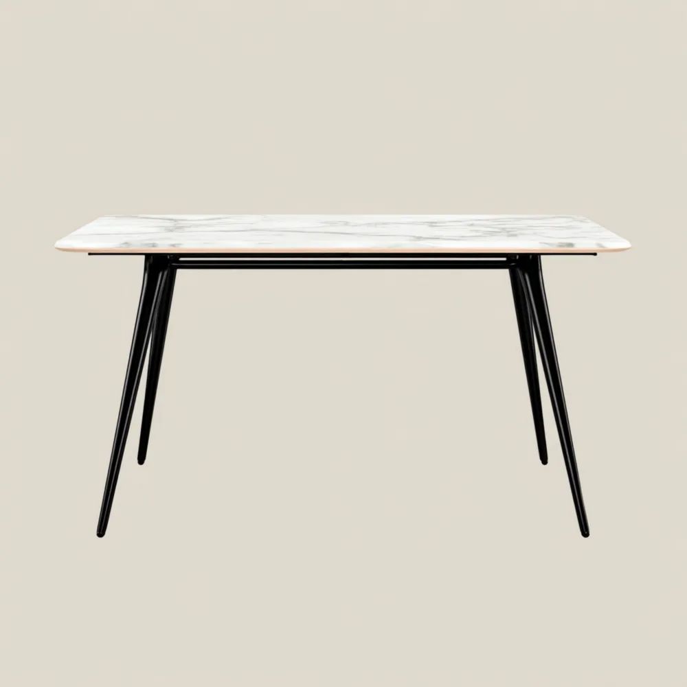 Esstisch Marmoroptik 120x80x75 cm – Weiß/Schwarz – Modernes Design