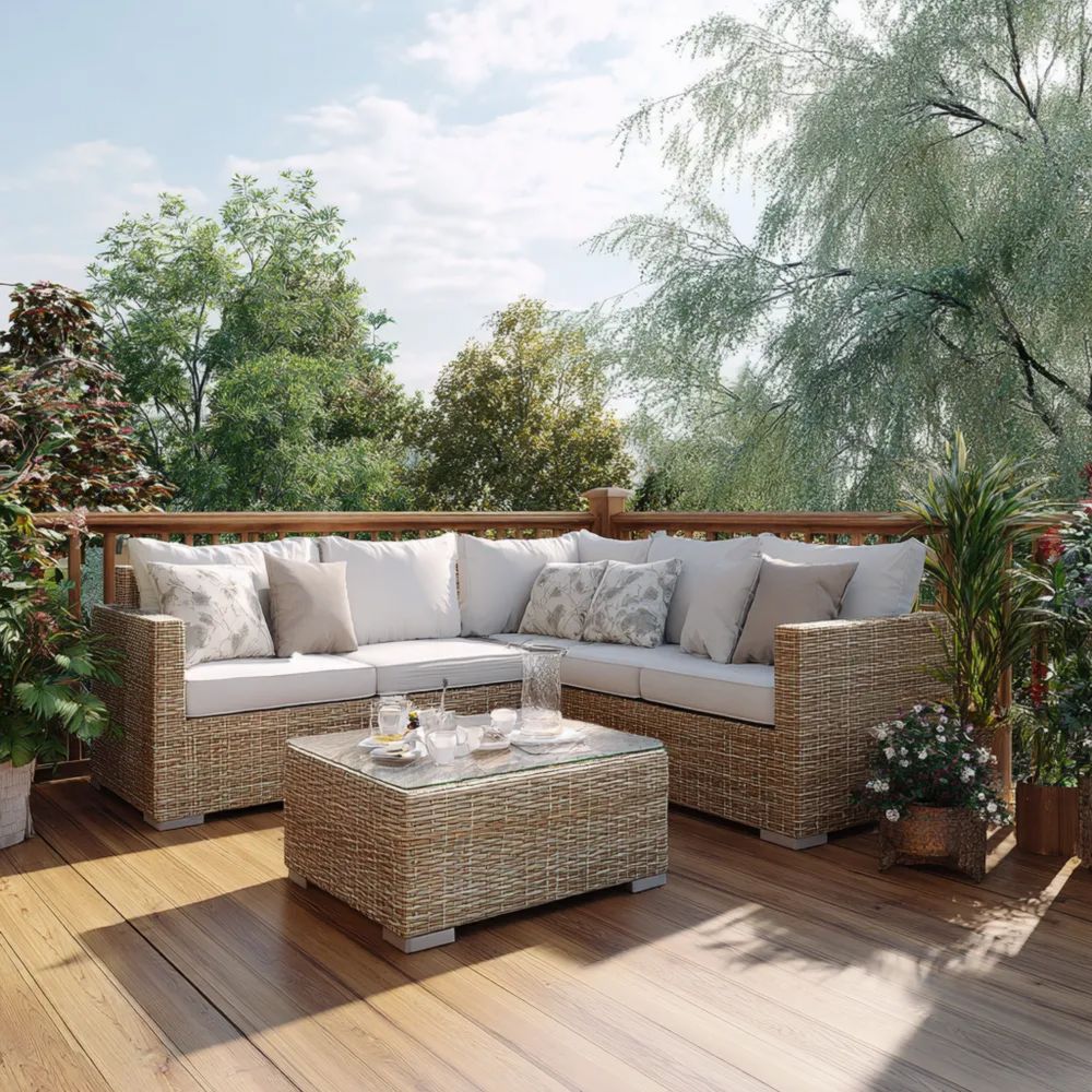 Garten-Sofaset Polyrattan 210x210x65 cm – Beige – Modernes Design