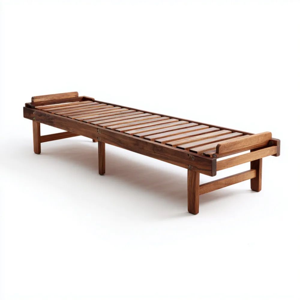 Gartenliege aus Massivholz 195x65x30 cm - Naturholz - Klassisches Design