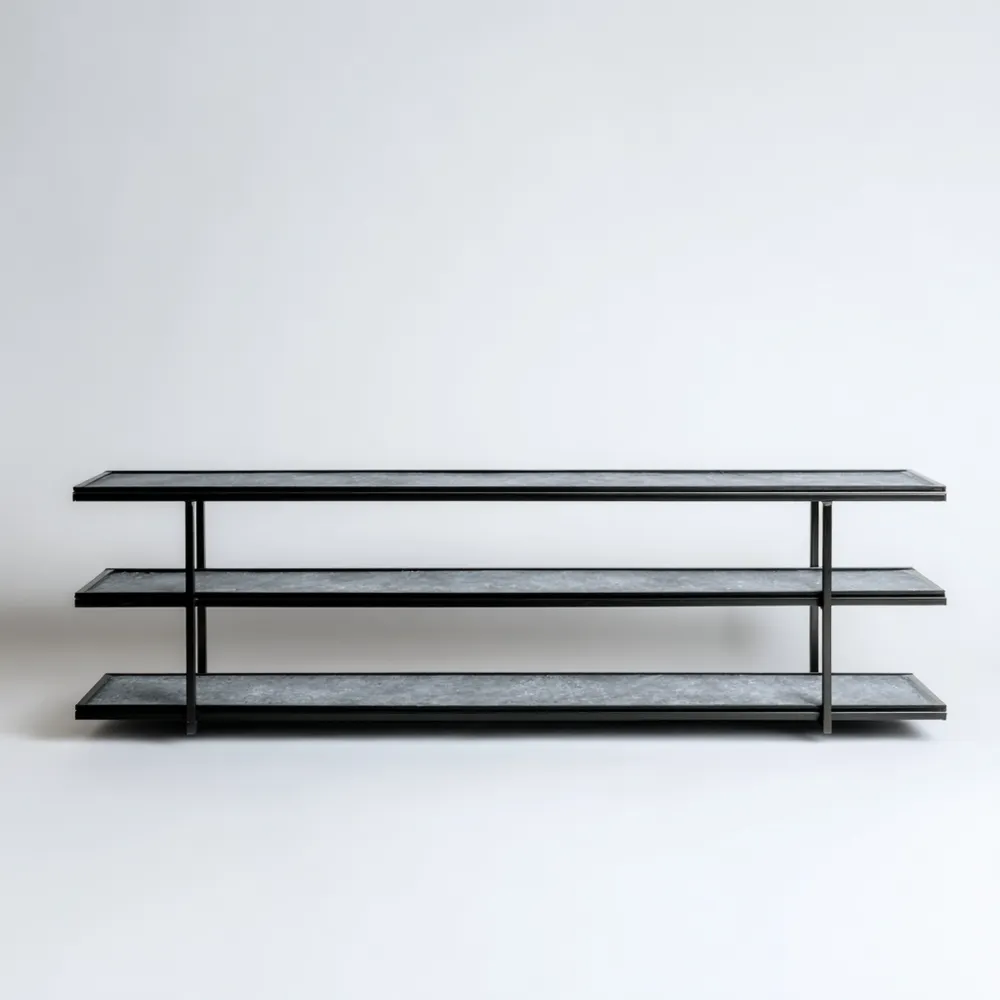 Industrielles Metall-Lagerregal mit drei Ebenen – 180x45x90 cm – Schwarz