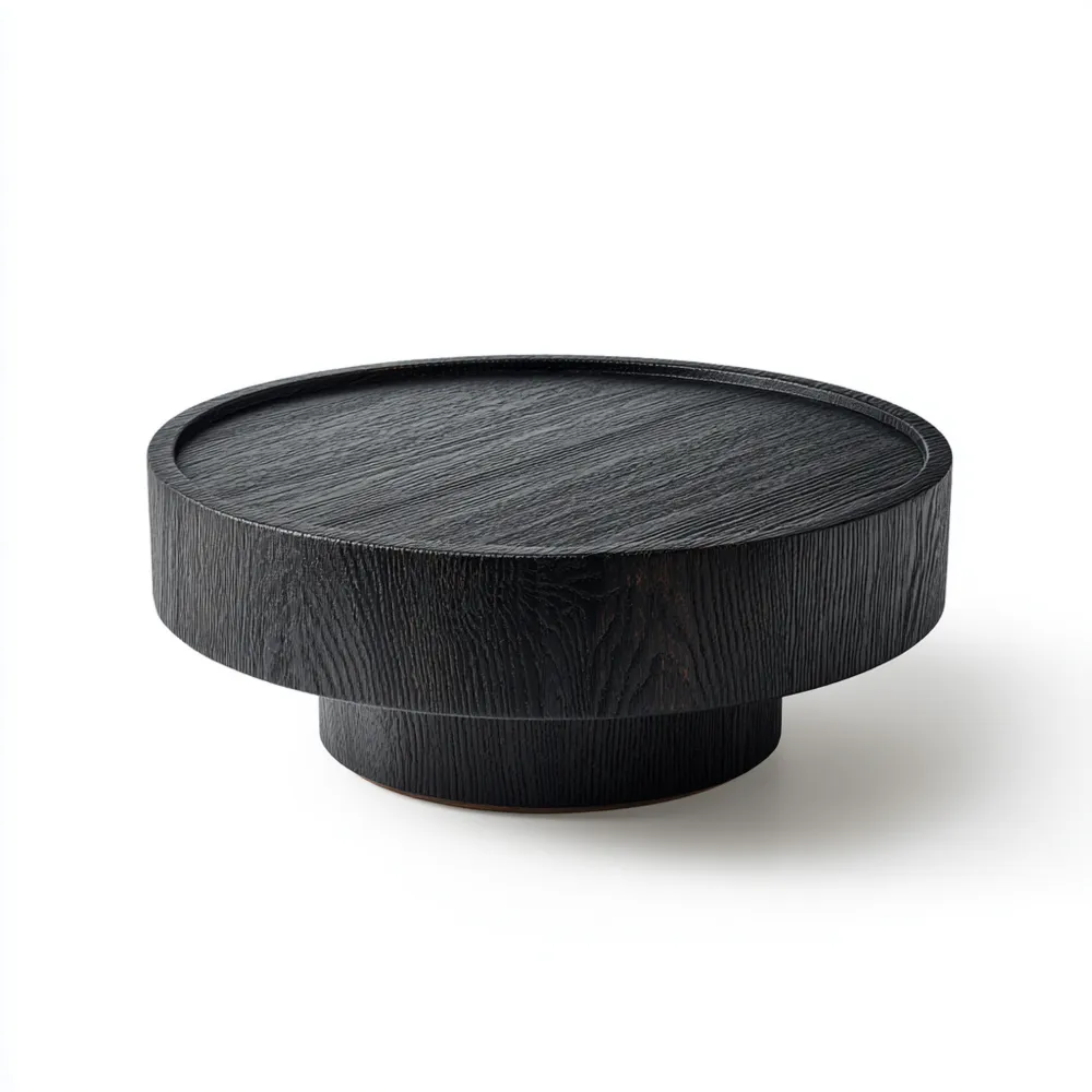 Runder Couchtisch Holz 80x80x35 cm - Schwarz - Minimalistisches Design