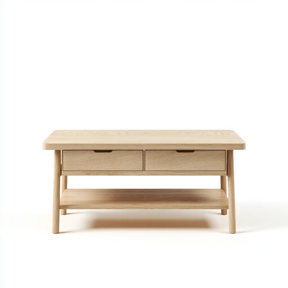 Couchtisch Eiche Massivholz 110x60x45 cm - Natur - Skandinavisches Design