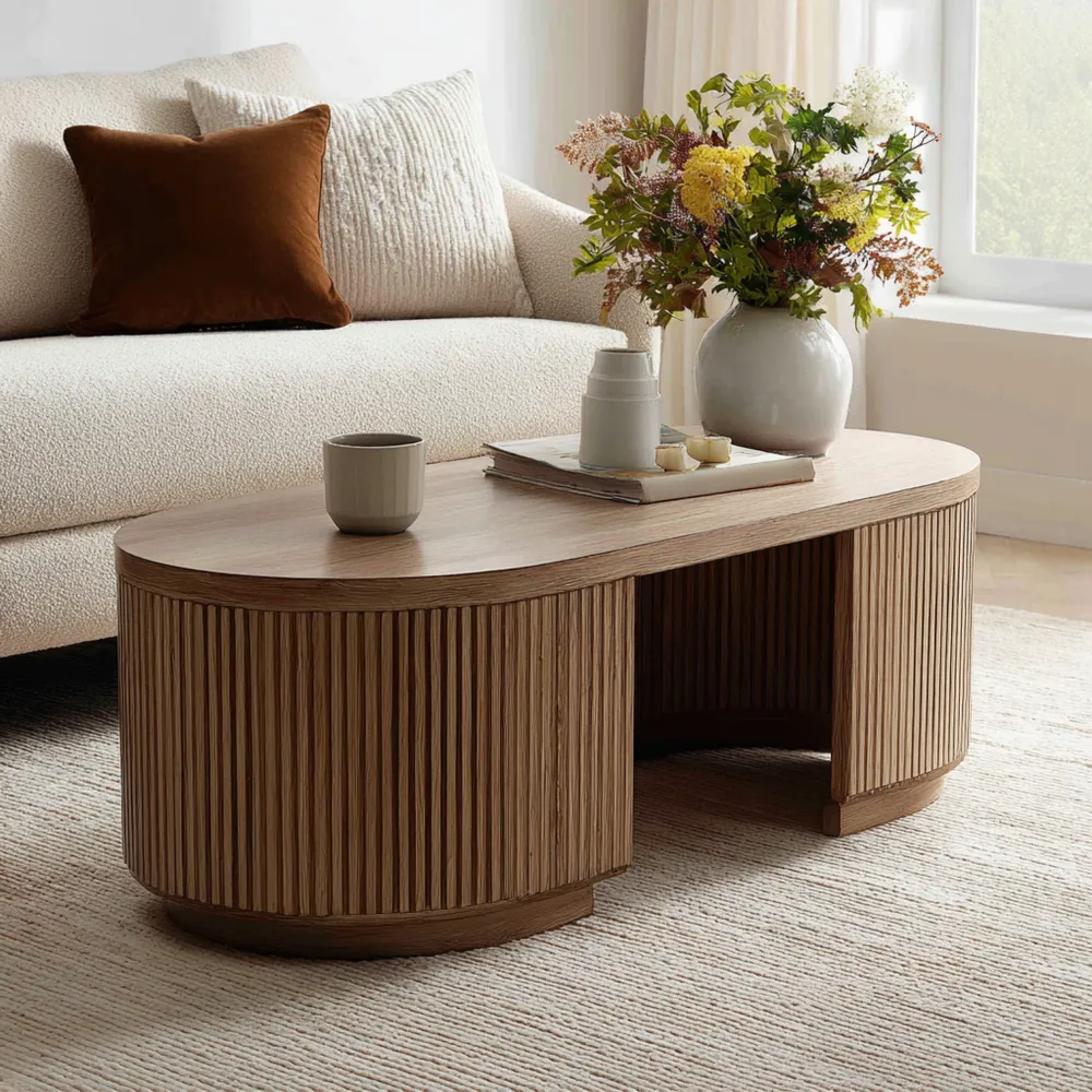 Couchtisch Holz 110x55x45 cm - Natur - Modernes Design