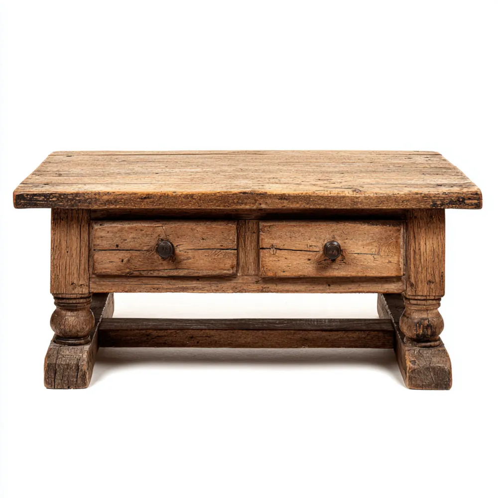 Couchtisch Massivholz 120x60x45 cm - Rustikale Vintage-Optik