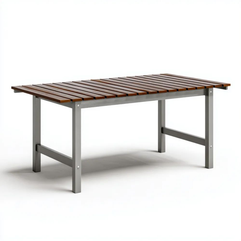 Gartentisch Metall-Holz 150x80x75 cm - Modernes Design