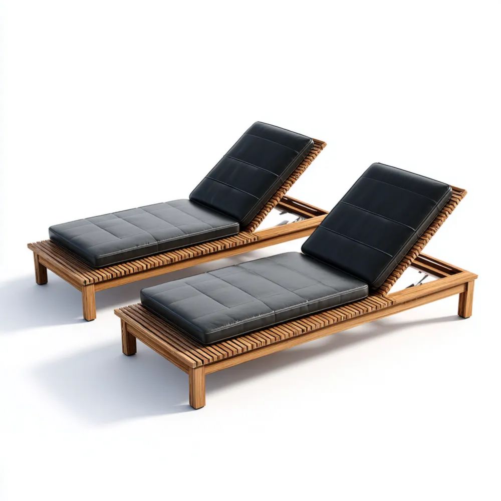 Gartenliegen Set Holz 200x60x35 cm - Schwarz - Modernes Design