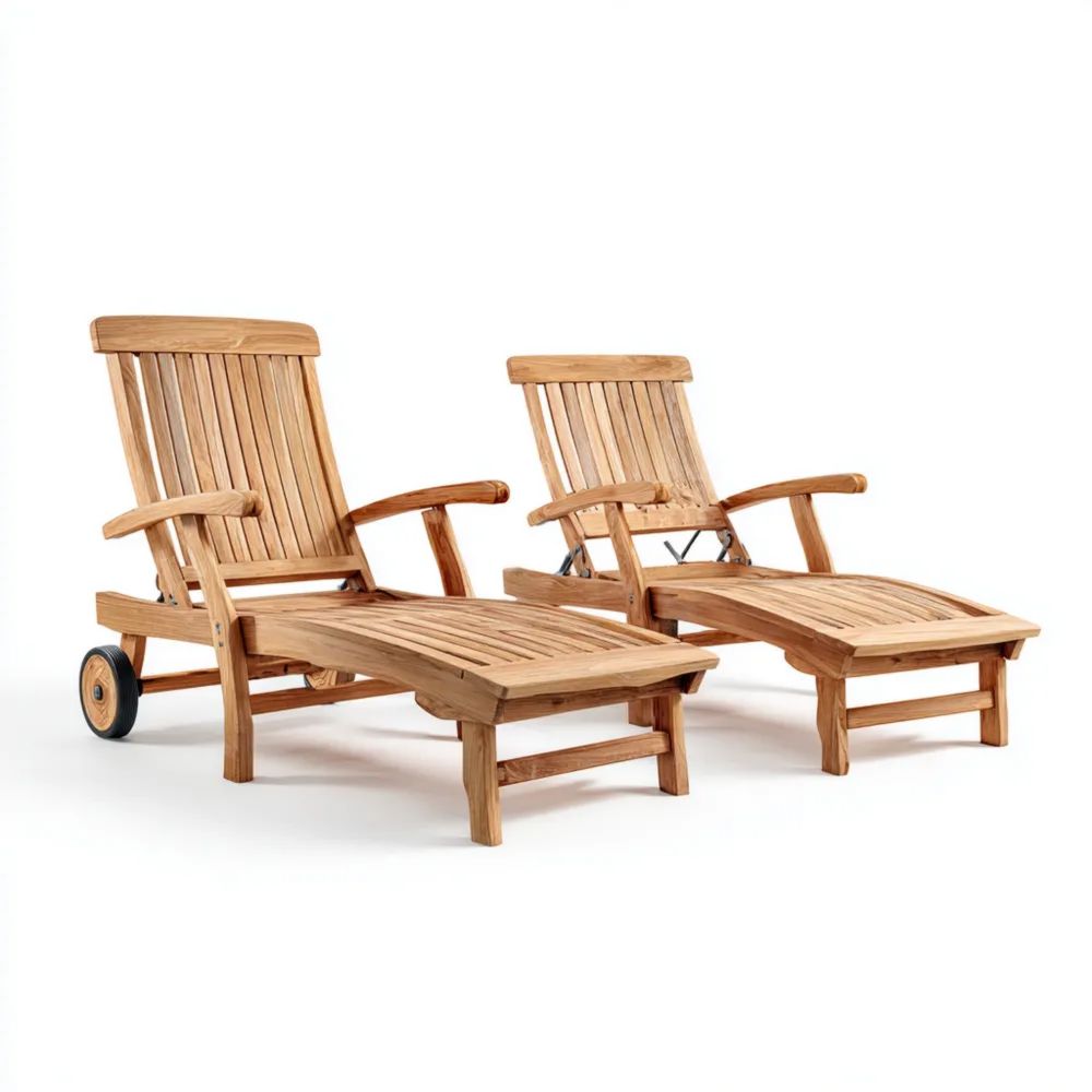 Gartenliegen Teakholz Verstellbar 200x68x90 cm - Natur - Klassisches Design