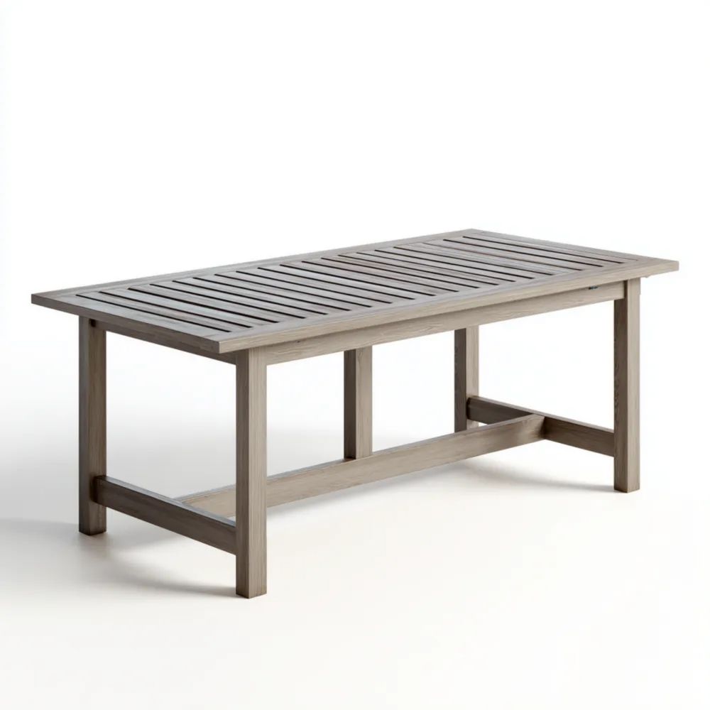 Gartentisch Rechteckig aus Holz 150x90x75 cm - Hellgrau
