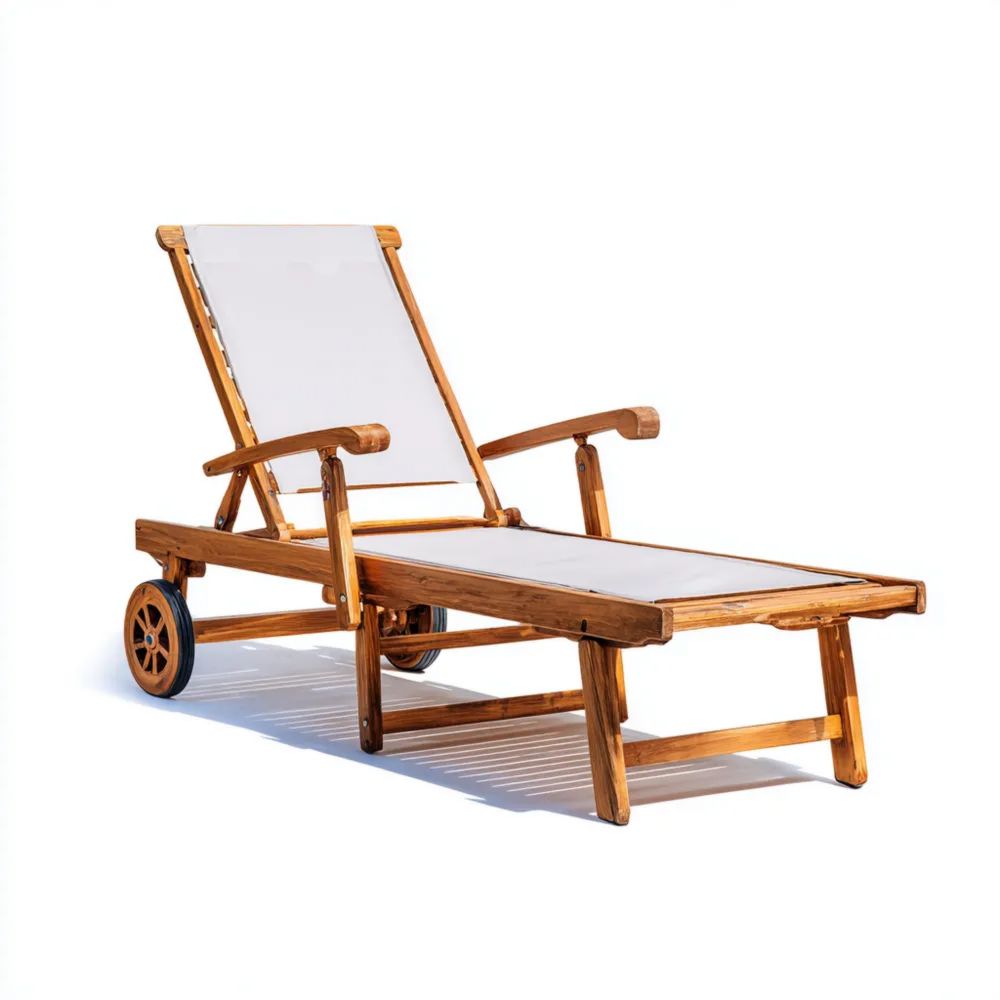 Verstellbare Gartenliege Holz 200x65x35 cm – Beige