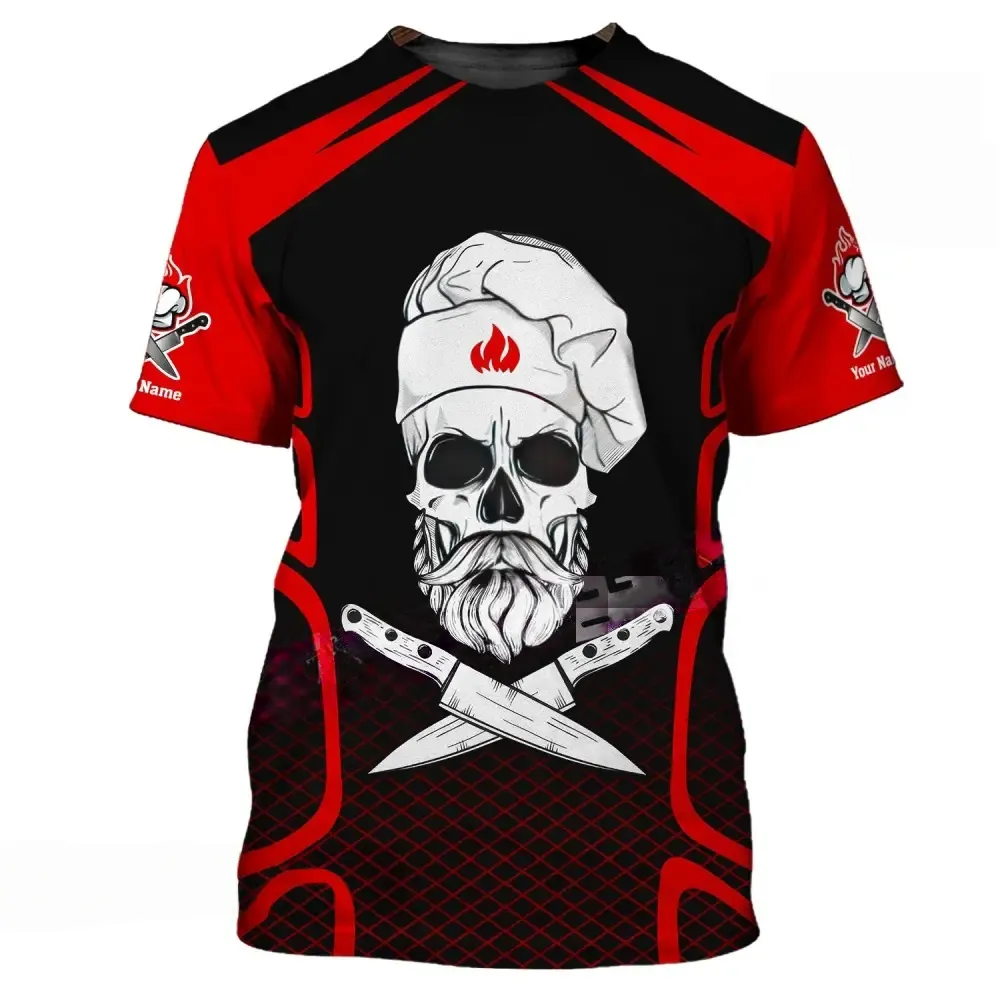 Unisex Shirt, Skull Chef, Chef Polo 3D Printed T-shirt