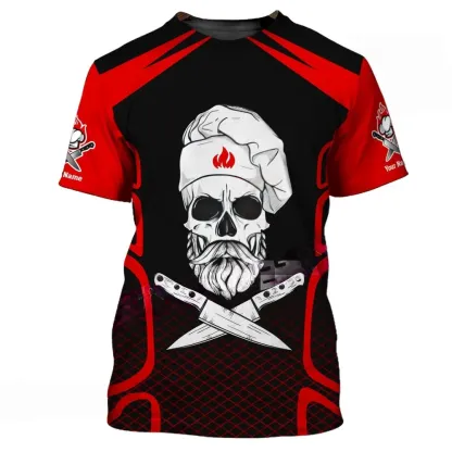 Unisex Shirt, Skull Chef, Chef Polo 3D Printed T-shirt