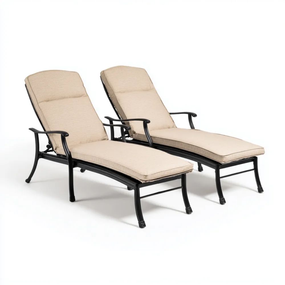 Gartenliegen-Set Aluminiumbeine 200x65x35 cm – Creme – Verstellbar