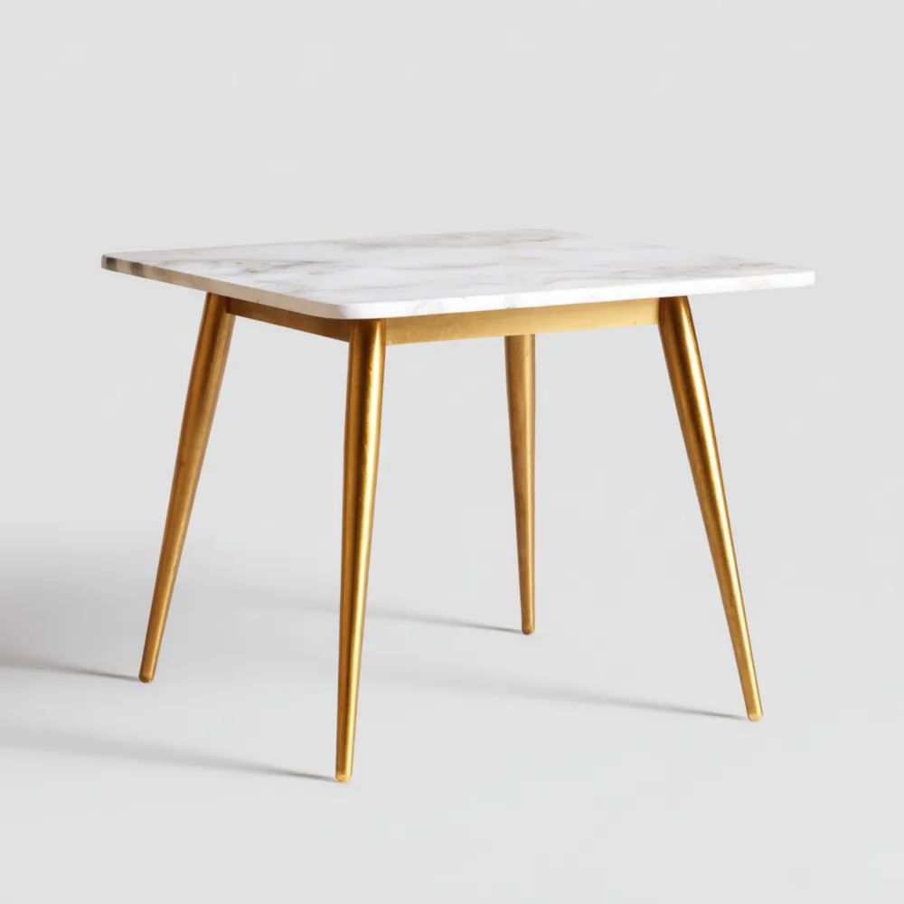 Esstisch Marmorplatte 80x80x75 cm - Weiß/Gold - Modernes Design