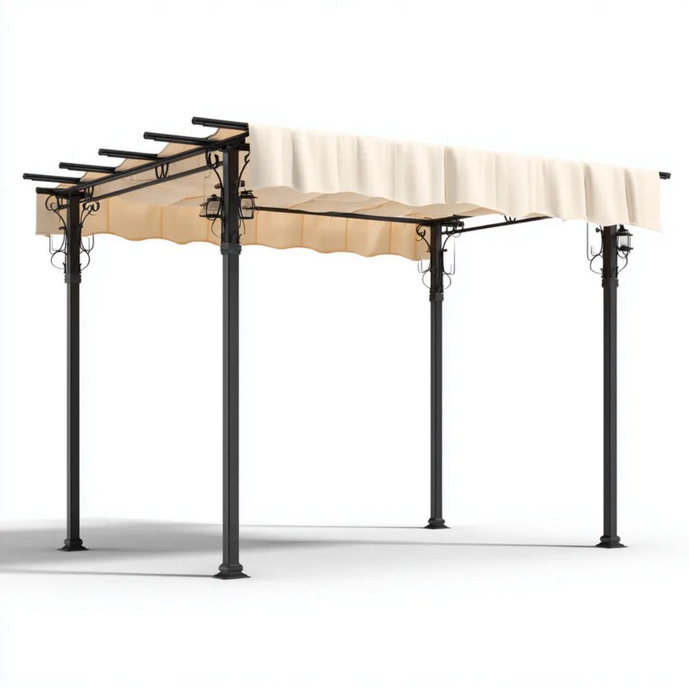 Metallrahmen-Pergola 4x3x2,5 m – Beige – Klassisches Design