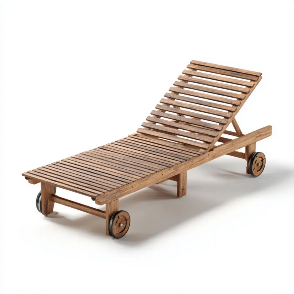 Gartenliege Teakholz Verstellbar 200x65x35 cm – Natur – Klassisches Design