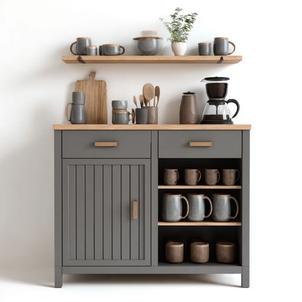 Aufbewahrungsschrank Holz 100x40x85 cm – Grau – Modernes Design