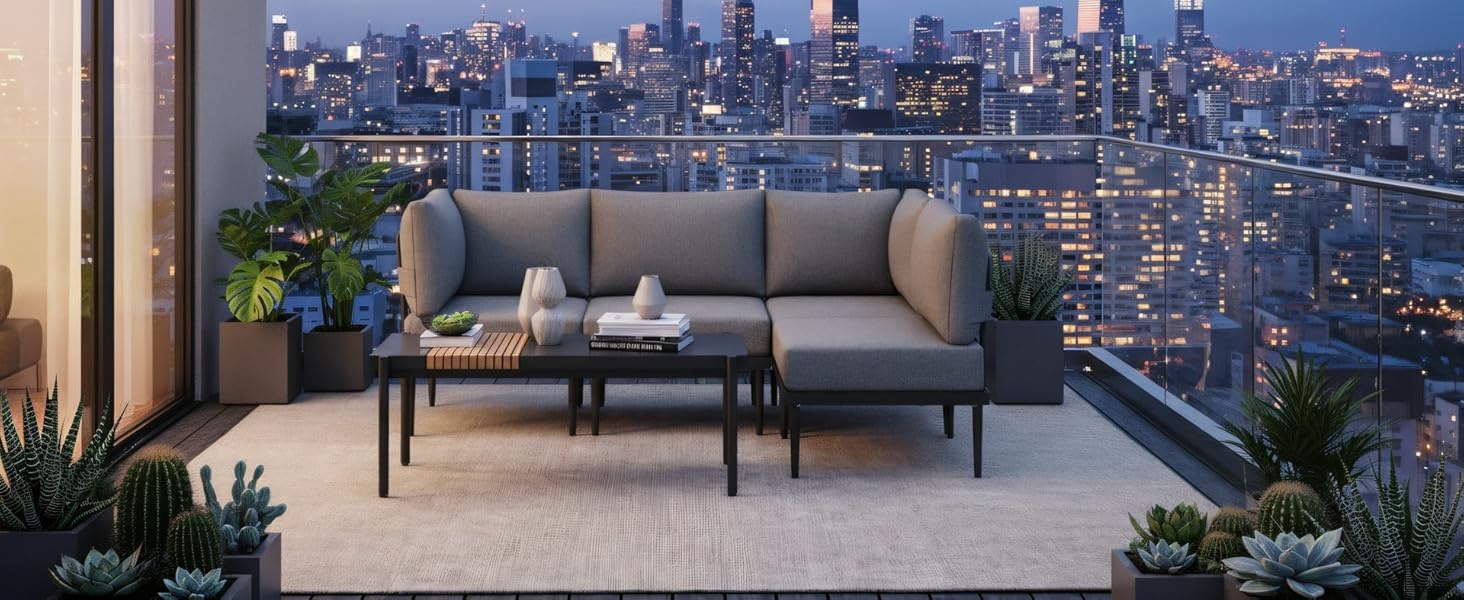 Metal Patio Furniture Sets, Outdoor Sectional Sofa Set