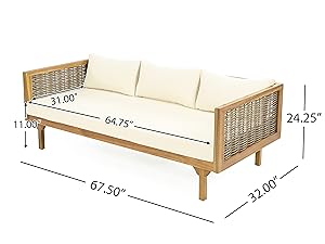 67.5&amp;amp;#34; Outdoor Patio Daybed 3 Seater Sofa Bed