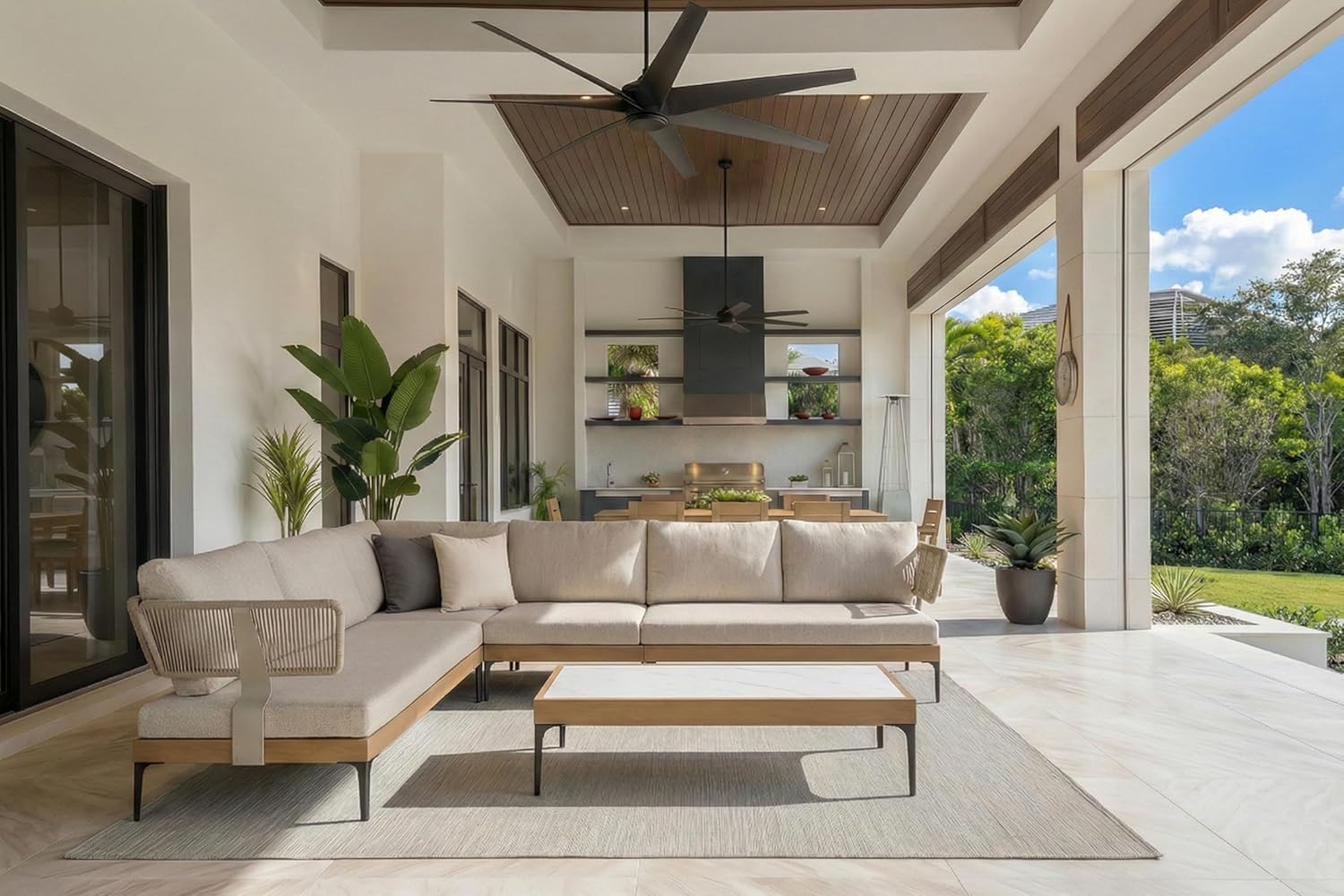 4 Pieces Patio Conversation Furniture Set Outdoor Aluminum Modern Wicker Sofa Chairs Sets with Coffee Table for Balcony Yard Garden Poolside, Cushions and Pillows Included