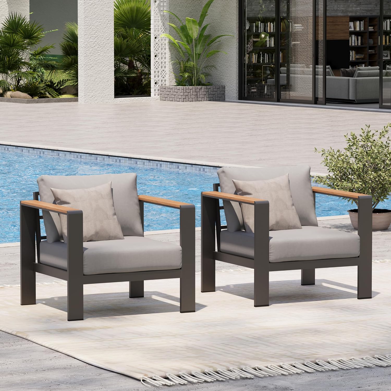 Aluminum Outdoor Patio Furniture, 3 Seats All-Weather Outdoor Patio Sofa with Washable Thick Cushion, Patio Sofa Couch for Porch, Balcony, Deck, Yard, White