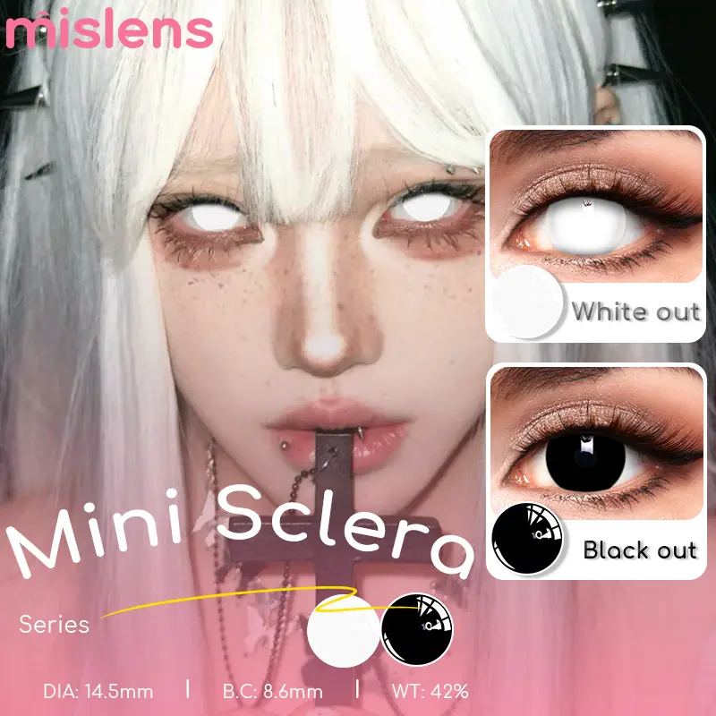 White & Black Out Contact Lenses for Halloween & Cosplay