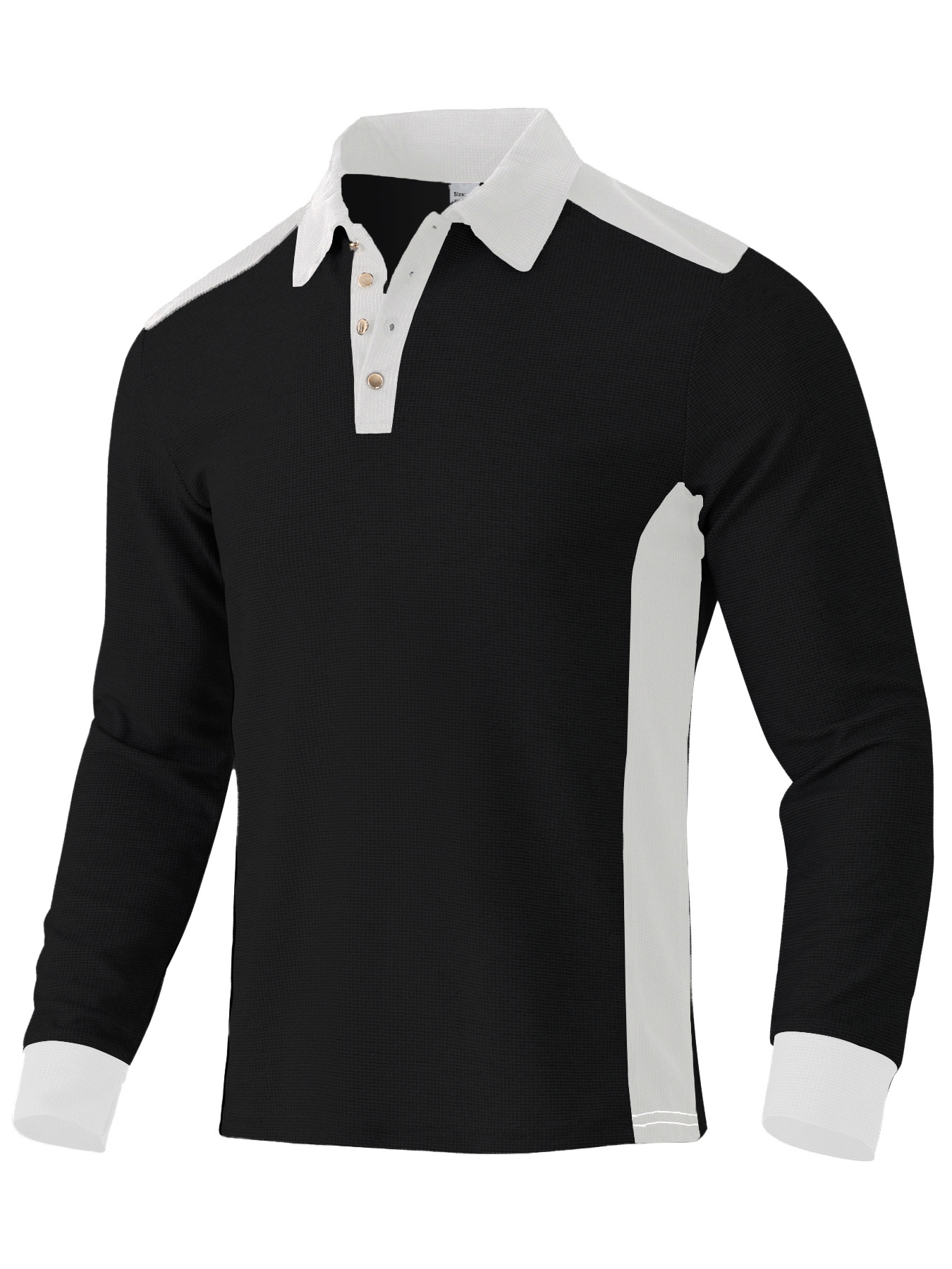Herren Langarm Polo-Shirt mit Waffelstruktur - Contrast Henley Kragen, Regular Fit, Casual Langarmshirt für Männer