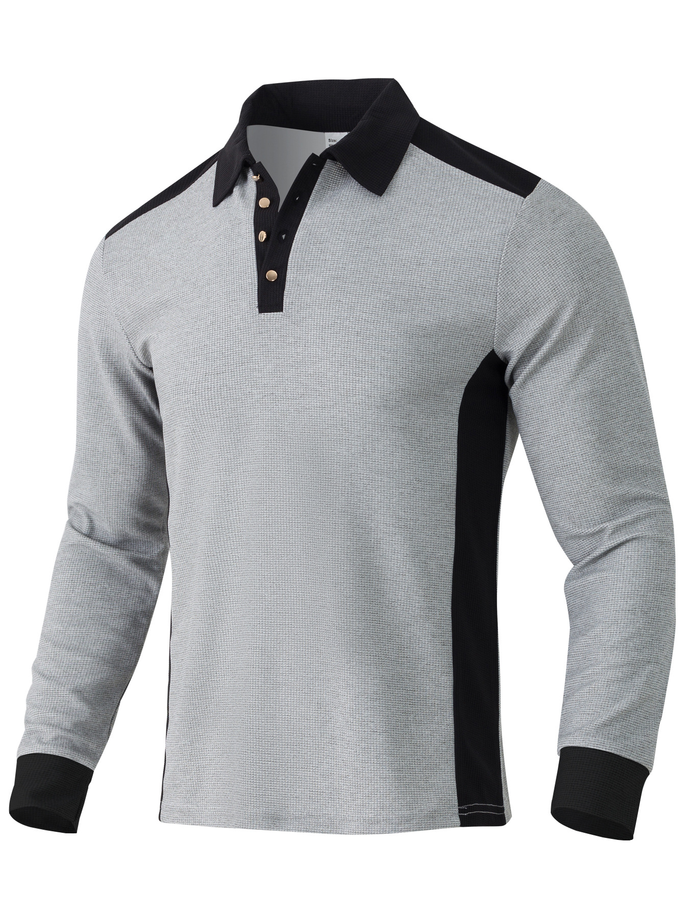 Herren Langarm Polo-Shirt mit Waffelstruktur - Contrast Henley Kragen, Regular Fit, Casual Langarmshirt für Männer