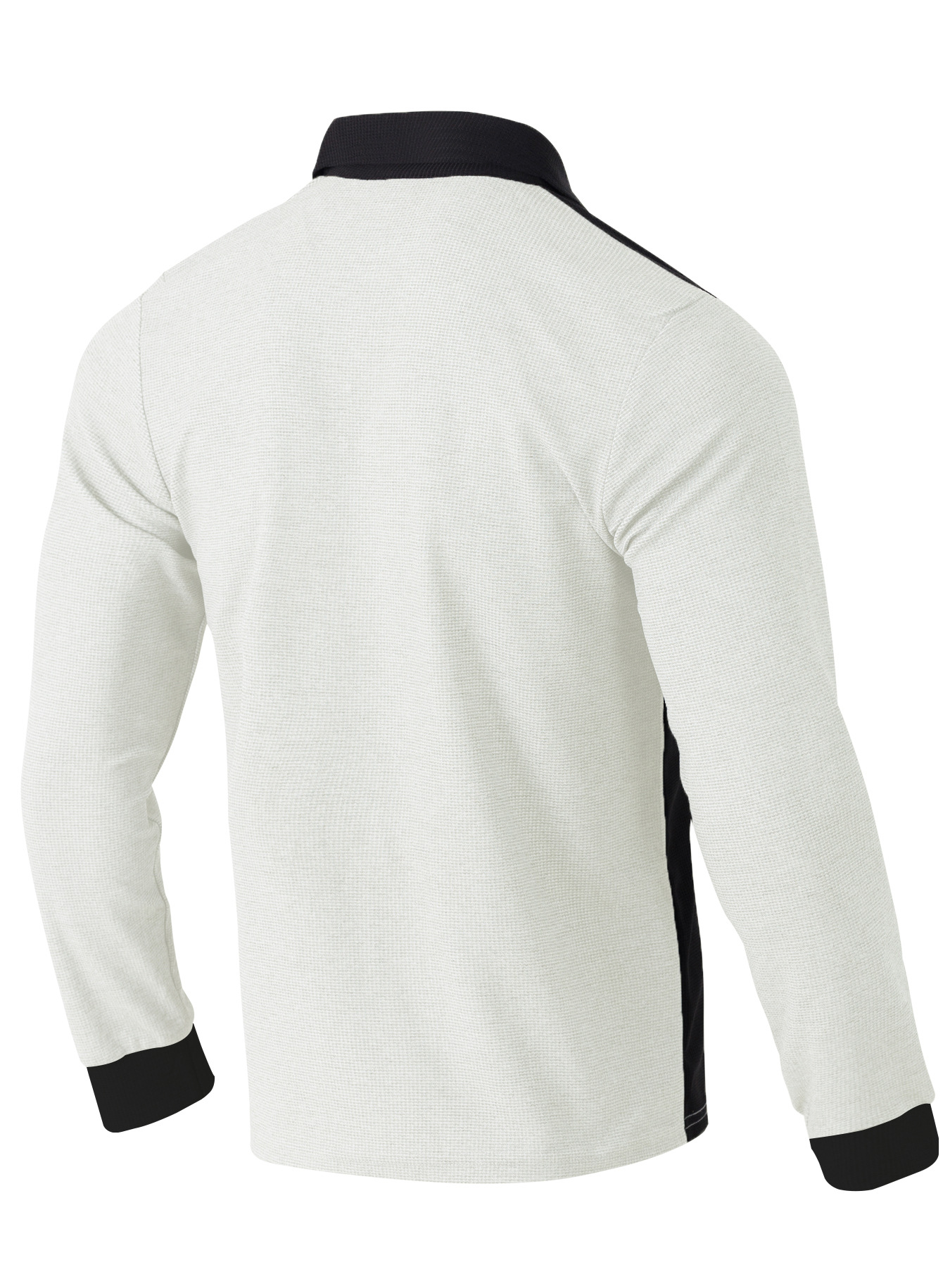 Herren Langarm Polo-Shirt mit Waffelstruktur - Contrast Henley Kragen, Regular Fit, Casual Langarmshirt für Männer