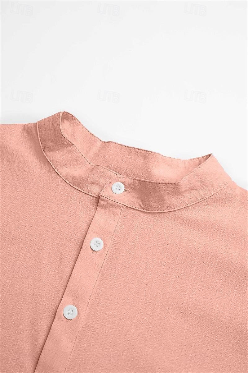 Solid Color Stand Collar Short-Sleeve Pullover Shaping Minimalist Shirt