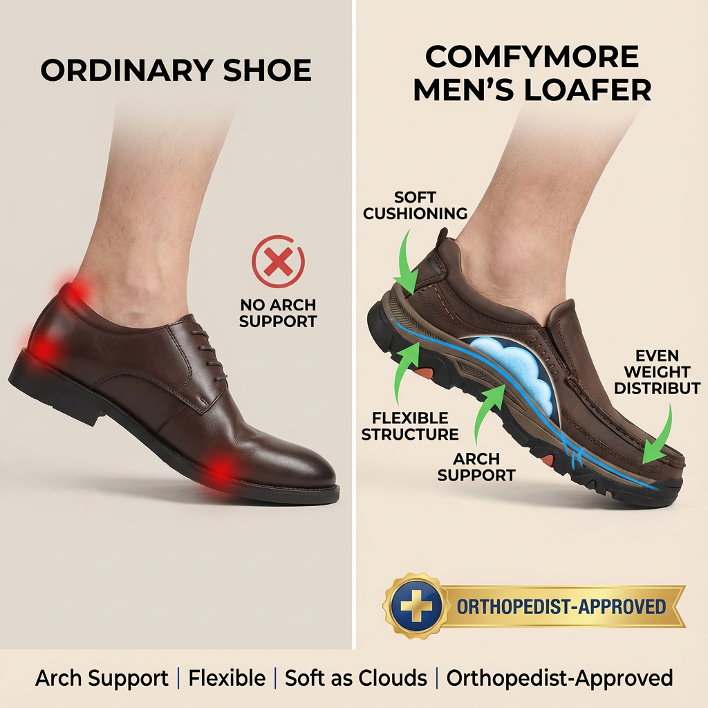 ⏰Aktion: 50 % Rabatt – Bequeme orthopädische Herren-Slipper aus Leder – Einfaches Anziehen & Fußgewölbeunterstützung