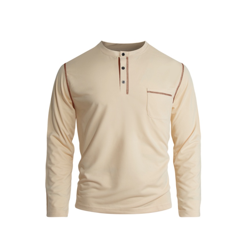 Premium Herren Henley-Shirt aus Baumwolle – Langarmshirt mit Kontrastnähten, Regular Fit