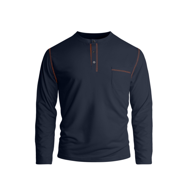 Premium Herren Henley-Shirt aus Baumwolle – Langarmshirt mit Kontrastnähten, Regular Fit