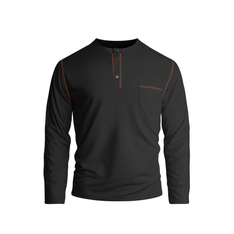 Premium Herren Henley-Shirt aus Baumwolle – Langarmshirt mit Kontrastnähten, Regular Fit