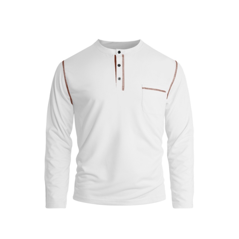 Premium Herren Henley-Shirt aus Baumwolle – Langarmshirt mit Kontrastnähten, Regular Fit