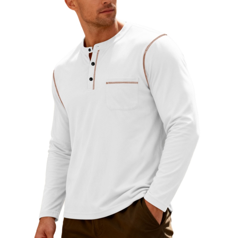 Premium Herren Henley-Shirt aus Baumwolle – Langarmshirt mit Kontrastnähten, Regular Fit