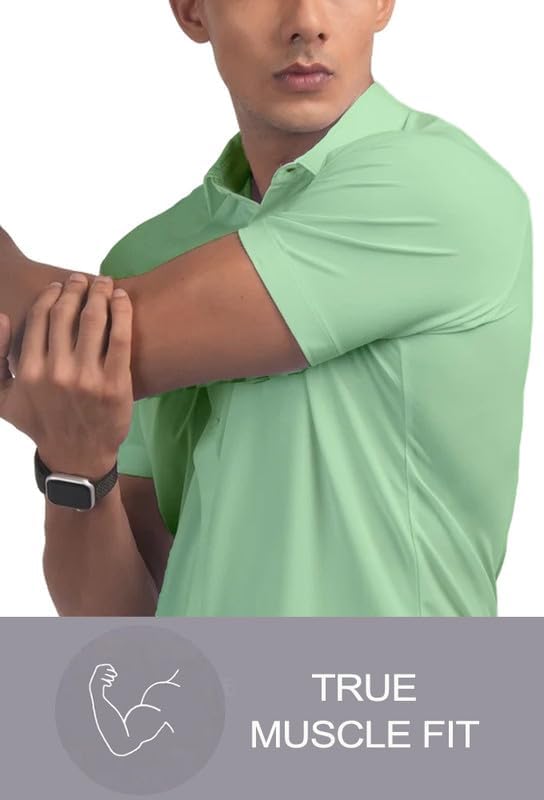 Men’s Muscle Fit Dress Shirts Athletic Slim Fit Short Sleeve Stretch Casual Button Down Shirt