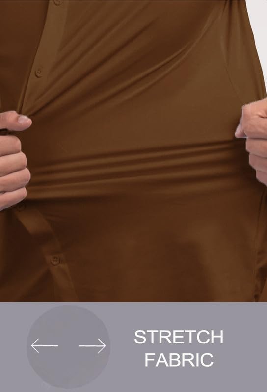 Men’s Muscle Fit Dress Shirts Athletic Slim Fit Short Sleeve Stretch Casual Button Down Shirt