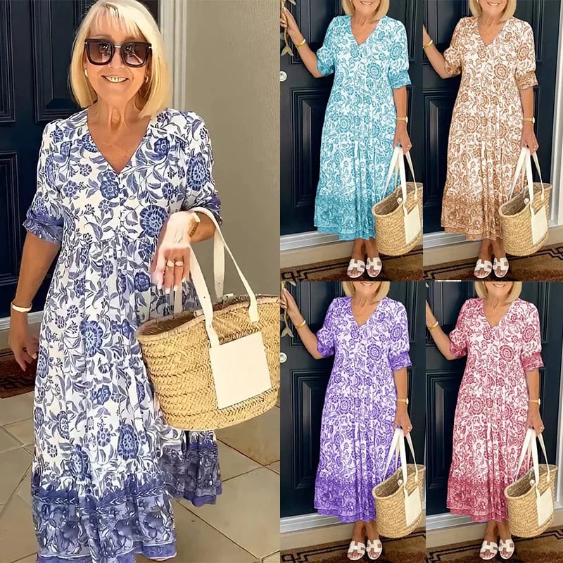 😍Böhmisches Kleid mit V-Ausschnitt👗