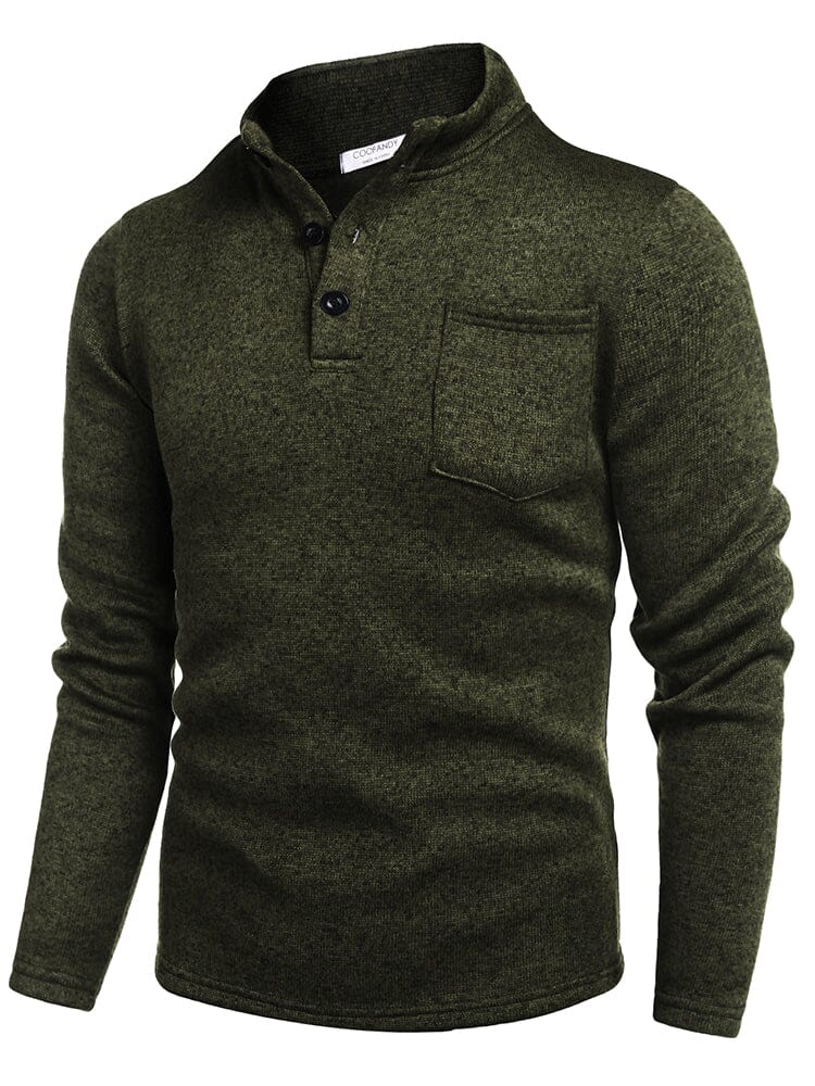 Thermal Fleece Henley Sweatshirt