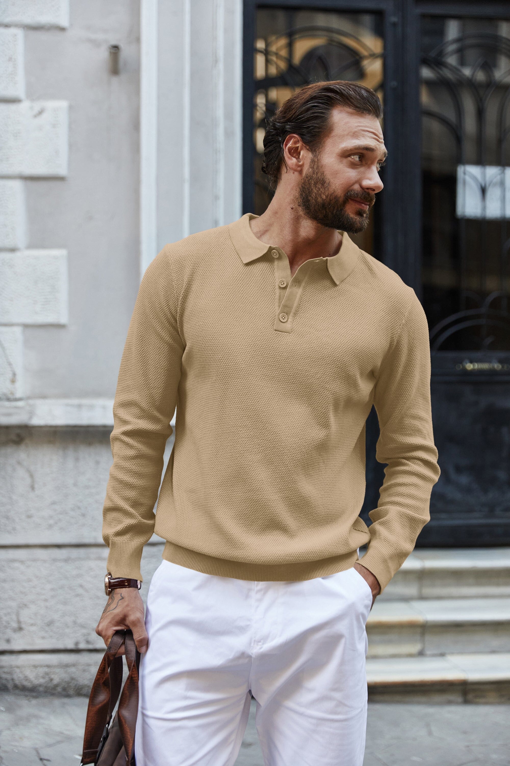 Casual Stretch Polo Sweater Shirt