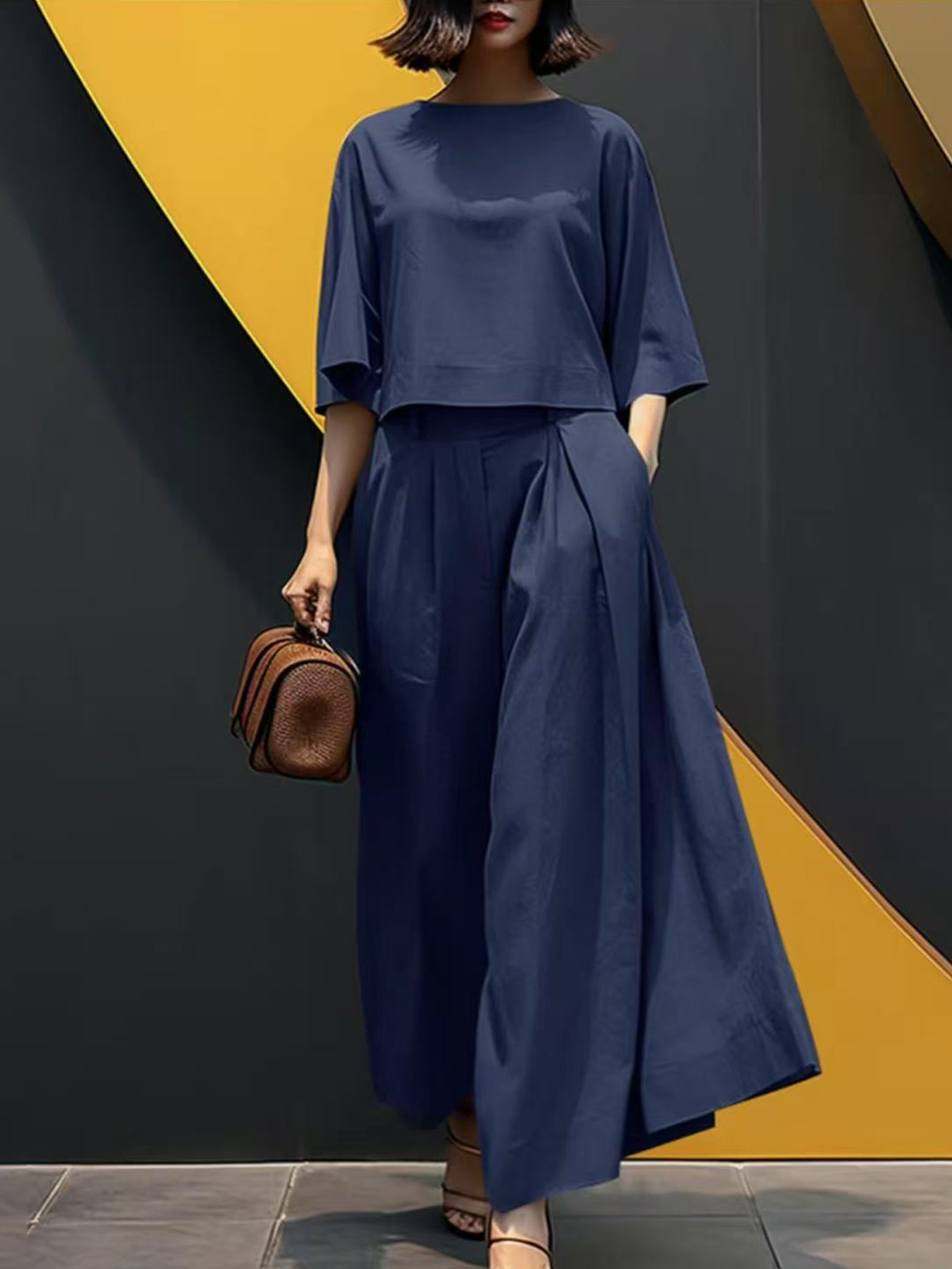 Fashion short-sleeved loose casual two-piece suit