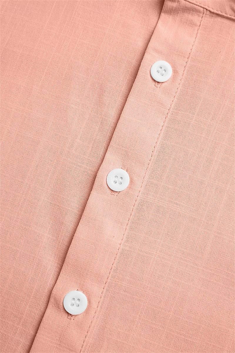 Solid Color Stand Collar Short-Sleeve Pullover Shaping Minimalist Shirt