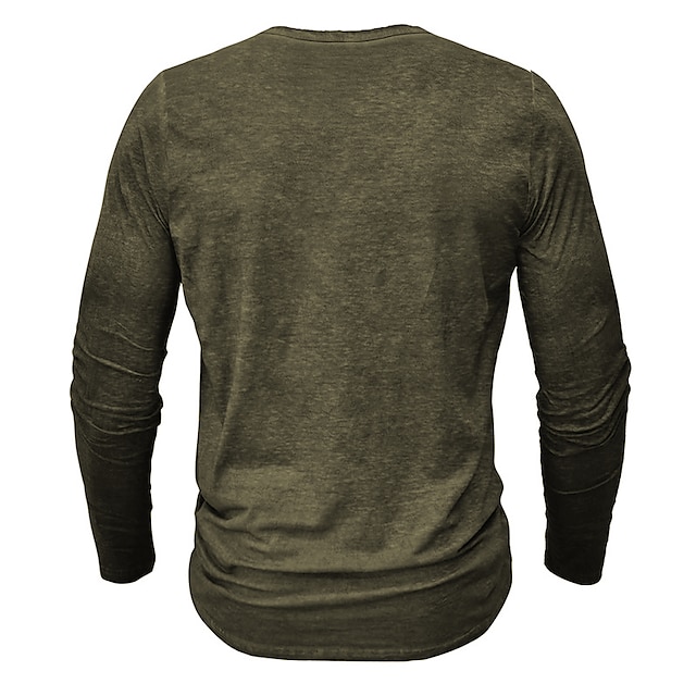 Herren Henley Hemd T-Shirt Langarmshirt Langarm Einfach Vintage Mode Basic Henley Urlaub Straße Ausgehen Sommer Wein Rosa Königliches Blau Henley T-Shirt