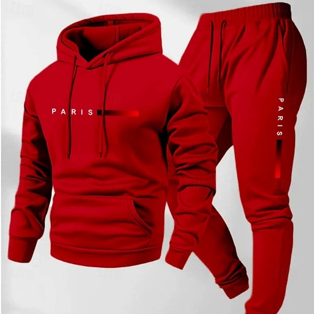 Zweiteiliger Herren-Trainingsanzug: Kapuzenpulli und Jogginghose, geeignet für Fitness-/Wander-/Trainingsaktivitäten.