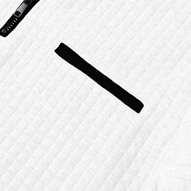 Herren Waffel-Poloshirts Textur Lässig Viertelreißverschluss Langarm Mode Bequem Farbblock Reißverschluss Tasche Herbst Frühling & Herbst Normale Passform Weiß Schwarz Blau Hellblau Dunkelgrau Purpur