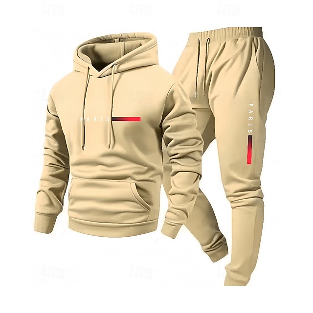 Zweiteiliger Herren-Trainingsanzug: Kapuzenpulli und Jogginghose, geeignet für Fitness-/Wander-/Trainingsaktivitäten.