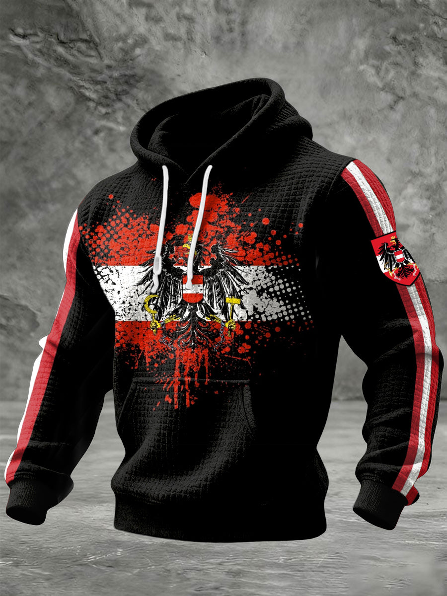 Retro Abstrakt Österreich ische Flagge Casual Waffel Hoodie
