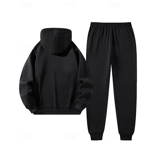 Zweiteiliger Herren-Trainingsanzug: Kapuzenpulli und Jogginghose, geeignet für Fitness-/Wander-/Trainingsaktivitäten.