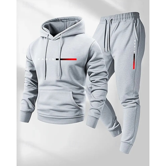 Zweiteiliger Herren-Trainingsanzug: Kapuzenpulli und Jogginghose, geeignet für Fitness-/Wander-/Trainingsaktivitäten.